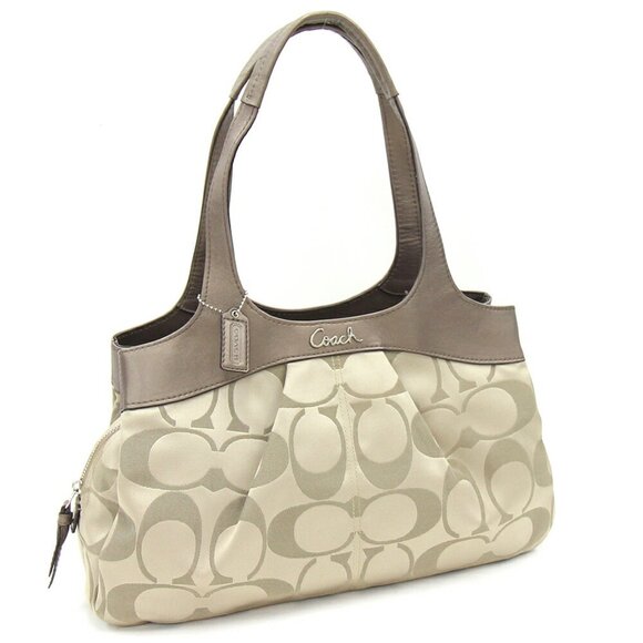 Coach Lexi Signatrue Bronz & Tan Shoulder Bag Purse - Picture 1 of 14